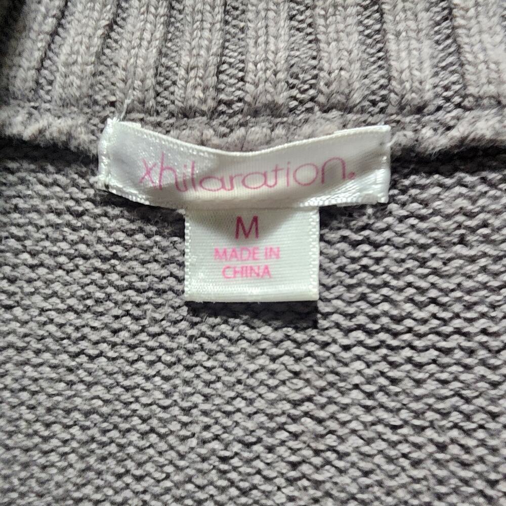 Xhilaration Greyish Tan Short Sleeve Zip Long Knit Sweater M - Picture 5 of 9